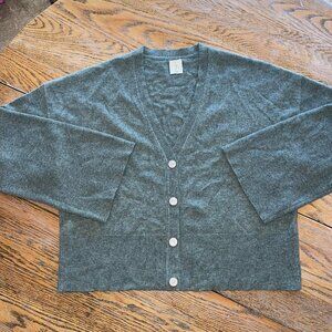 JOIE cashmere V-neck boxy cardigan sweater/L/gray /no flaws